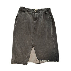 LOST INK BLACK DENIM RAW HEM SKIRT